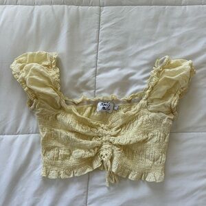 Princess Polly Light Yellow Ruffle Crop Top